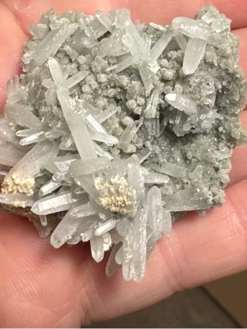 Clear White Quartz Needle Crystal Cluster w/Green Chlorite Inclusions